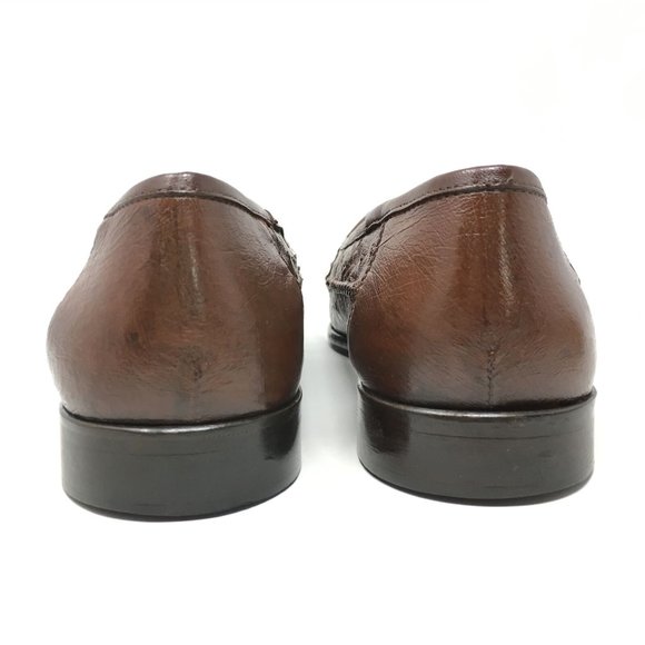 Zelli Loafers Shoes Size 9.5 Brown Full Ostrich main image 8